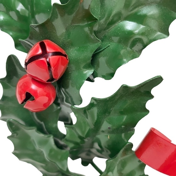 Metal Wreath Centerpiece w/ 4 Napkin Rings Department 56 Green Holly Christmas - Picture 8 of 11